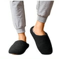 thumbnail image 1 of Rokment Womens Mens Quiet Memory Foam Fuzzy Slippers Cozy Warm Winter Fleece House Shoes for Hotel Travel Spa Indoor Bedroom Home Slip on Black Size 8.5, 1 of 6