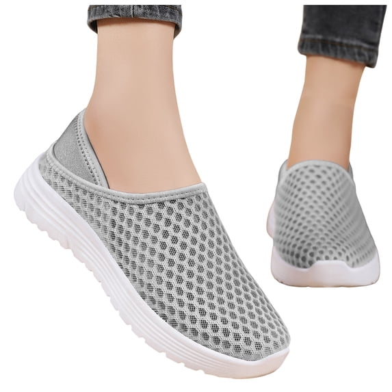 Rokment Womens Mens Walking Mules Tennis Shoes Unisex Lightweight Breathable Mesh Two-Ways Convertible Backless Half Slippers Sandals Grey Size 9.5