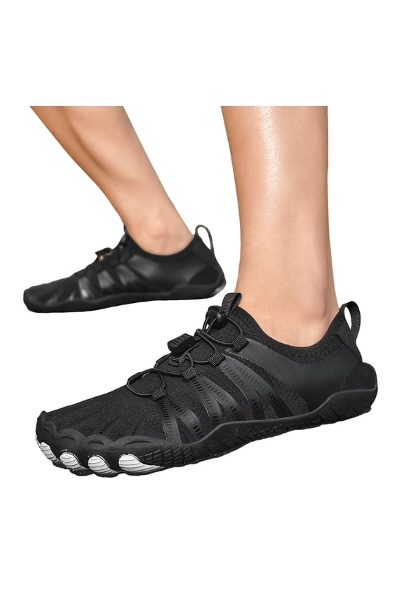 Womens Mens Water Shoes Barefoot Quick Drying Lightweight Swim Socks for Surfing Swimming Beach Sports Kayaking Diving Non Slip Wide Toe Athletic Outdoor Hiking Sneakers Black Size 5