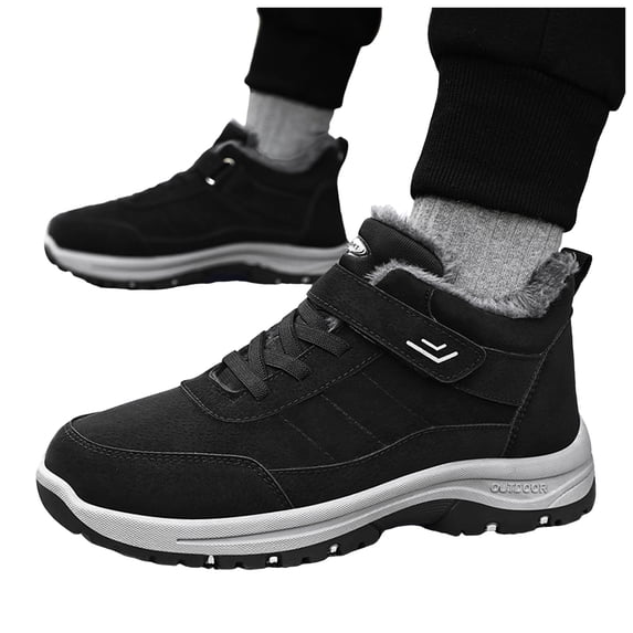 Rokment Womens Mens Winter Snow Boots with Arch Support Comfortable Waterproof Fleece Lined Warm Non Slip Walking Hiking Work Ankle Booties for Outdoor Sports Black Size 6.5