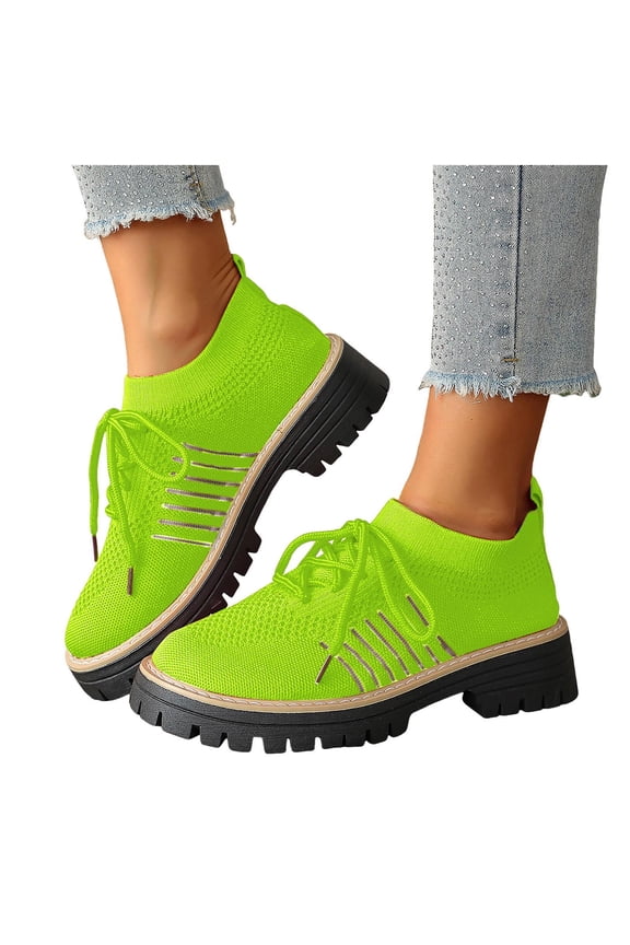Womens Mesh Slip on Socks Oxfords Breathable Fashionable Platform Chunky Lug Sole Mid Heel High Top Fashion Sneakers Walking Dress Shoes H Size 8