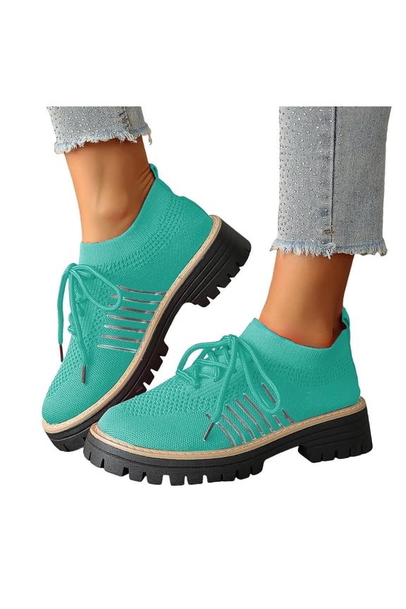 Womens Mesh Slip on Socks Oxfords Breathable Fashionable Platform Chunky Lug Sole Mid Heel High Top Fashion Sneakers Walking Dress Shoes J Size 8