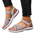 thumbnail image 1 of Rokment Womens Orthopedic Arch Support Walking Sandals Comfortable Open Toe Ankle Strap Memory Foam Platform Low Heel Non-Slip Nursing Work Summer Shoes Grey Size 7.5, 1 of 6