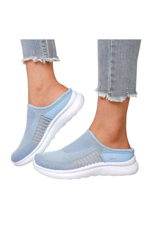 Womens Orthopedic Clogs Backless Walking Slides Sandals Lightweight Comfortable Mesh Athletic Nursing Driving Arch Support Mules Slip on Casual Sneakers Summer Fall Blue Size 7