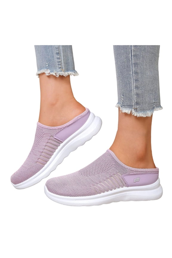 Womens Orthopedic Clogs Backless Walking Slides Sandals Lightweight Comfortable Mesh Athletic Nursing Driving Arch Support Mules Slip on Casual Sneakers Summer Fall Light Purple Size 8.5