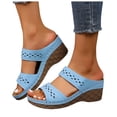 thumbnail image 1 of Rokment Womens Orthopedic Platform Dressy Sandals Comfortable Fashion Casual Leather Arch Support Wedge High Heels Walking Slip on Beach Summer Dress Slides for Woman E Size 6.5, 1 of 7