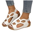 thumbnail image 1 of Rokment Womens Orthopedic Platform Wedge Dressy Sandals Comfortable Leather Hollow out Arch Support Mid Heels Walking Sandals Fashion Casual Beach Gladiator Dress Summer Shoes White Size 8, 1 of 6