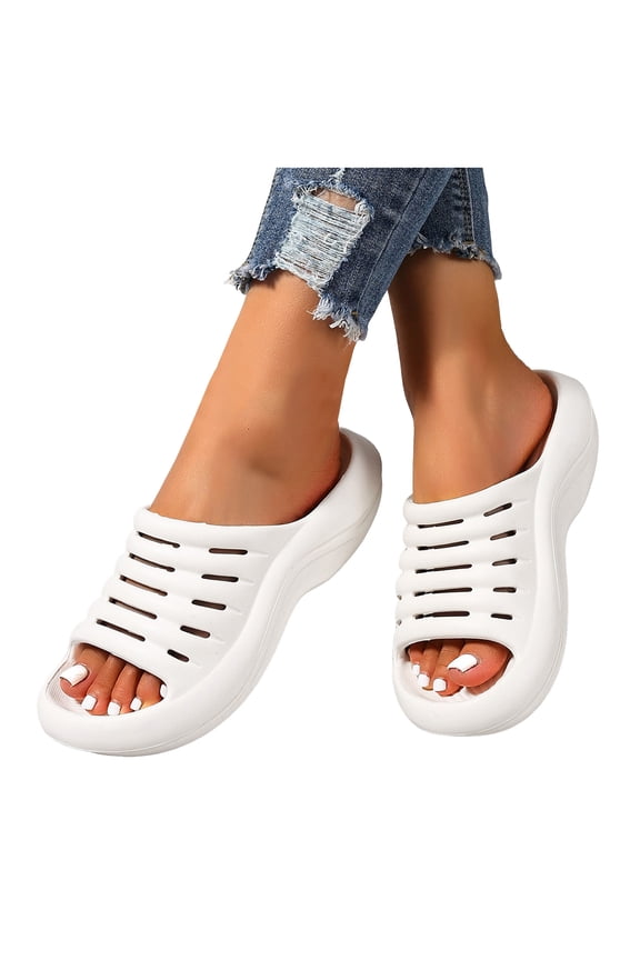 Womens Orthopedic Recovery Memory Foam Walking Sandals with Arch Support for Plantar Fasciitis Waterproof EVA Platform Beach Swim Pool Slip on Bathroom Shower Slippers Indoor Outdoor Size 7