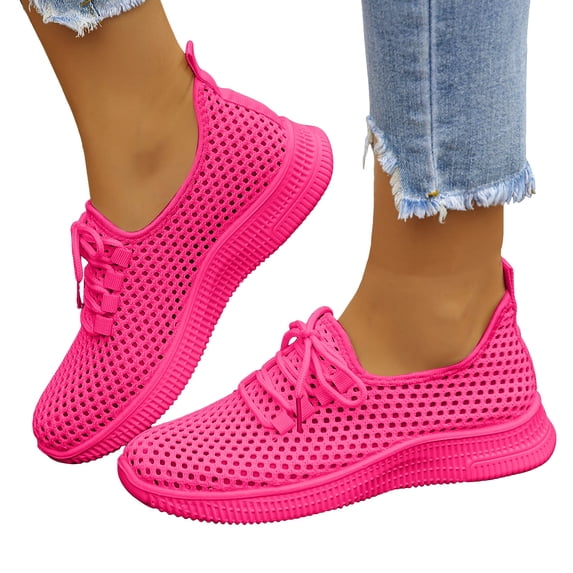 Rokment Womens Orthopedic Running Walking Tennis Shoes Breathable Mesh Comfortable Arch Support Memory Foam Orthotic Nursing Non Slip Work Sneakers Hot Pink Size 8.5