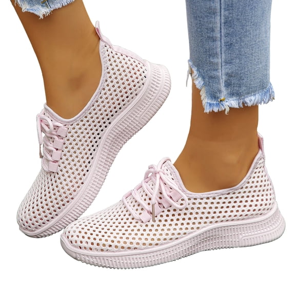 Rokment Womens Orthopedic Running Walking Tennis Shoes Breathable Mesh Comfortable Arch Support Memory Foam Orthotic Nursing Non Slip Work Sneakers Red Size 6.5