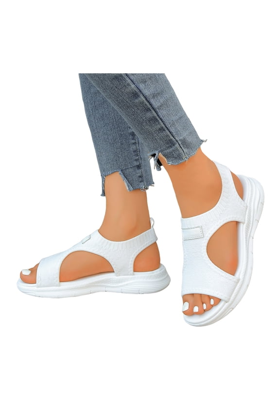 Womens Orthopedic Walking Flat Sandals 2026 Comfortable Breathable Memory Foam Athletic Outdoor Sports Nursing Non Slip Work Summer Shoes for Woman Beach Vacation White Size 8