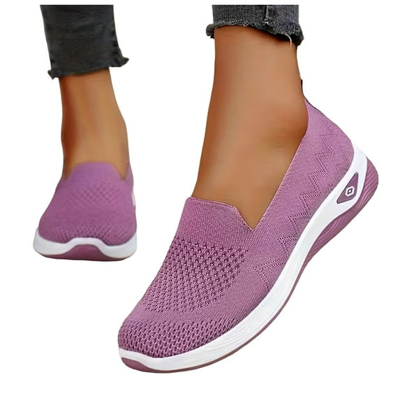 Rokment Womens Orthopedic Walking Nursing Tennis Shoes Comfortable Breathable Mesh Slip on Socks Driving Loafers Spring Fall Casual Memory Foam Non Slip Work Sneakers Purple Size 9