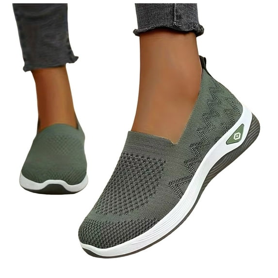 Rokment Womens Orthopedic Walking Nursing Tennis Shoes Comfortable Breathable Mesh Slip on Socks Driving Loafers Spring Fall Casual Memory Foam Non Slip Work Sneakers Green Size 7.5