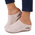 thumbnail image 1 of Rokment Womens Orthopedic Wedges Clogs and Mules 2026 Spring Summer Comfortable Fashion Casual Suede Closed Toe Orthotic Arch Support Mid Heel Slip on Walking Sandals White Size 6.5, 1 of 7