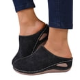 thumbnail image 1 of Rokment Womens Orthopedic Wedges Clogs and Mules 2026 Spring Summer Comfortable Fashion Casual Suede Closed Toe Orthotic Arch Support Mid Heel Slip on Walking Sandals Black Size 6, 1 of 6