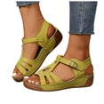 thumbnail image 1 of Rokment Womens Orthopedic Wedges Walking Gladiator Sandals Comfortable Fashion Casual Leather Platform Arch Support Orthotic Chunky Mid Heel Beach Summer Shoes Green Size 6, 1 of 9
