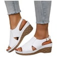 thumbnail image 1 of Rokment Womens Orthotic Platform Wedges Gladiator Sandals Summer Fashion Casual Leather Open Toe Arch Support High Heels Slingback Dressy Sandals with Adjustable Straps E Size 6, 1 of 7