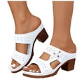 thumbnail image 1 of Rokment Womens Platform Slides Dress Sandals Beach Summer Fashion Casual Hollow out Leather Chunky Block High Heels Slip on Orthotic Dressy Slippers for Woman White Size 10.5, 1 of 6