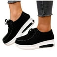 thumbnail image 1 of Rokment Womens Platform Wedge Fashion Sneakers Wide Width 2026 Spring Fall Suede Chunky High Heel Walking Non Slip Work Shoes Black Size 8, 1 of 5