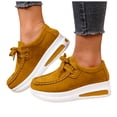 thumbnail image 1 of Rokment Womens Platform Wedge Fashion Sneakers Wide Width 2026 Spring Fall Suede Chunky High Heel Walking Non Slip Work Shoes Yellow Size 8, 1 of 6