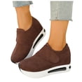 thumbnail image 1 of Rokment Womens Platform Wedge Walking Shoes 2026 Spring Fall Suede Chunky Height Increasing Mid Heel Fashion Sneakers Nurses Nursing Work Loafers Brown Size 7, 1 of 5