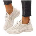 thumbnail image 1 of Rokment Womens Running Tennis Shoes Breathable Mesh Lace up Athletic Memory Foam Walking Trainners Comfortable Casual Fitness Golf Non Slip Work Fashion Sneakers Beige Size 6, 1 of 8