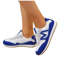 Rokment Womens Running Tennis Shoes Comfortable Leather Lace up Memory Foam Nonslip Casual Canvas Walking Fashion Sneakers Blue Size 6.5