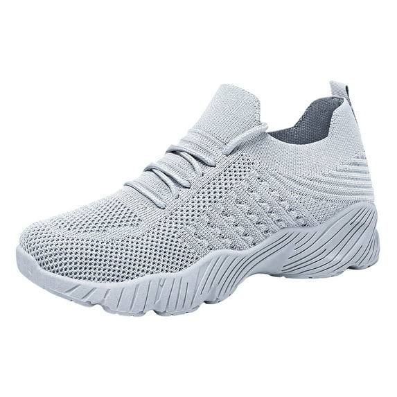 Rokment Womens Running Walking Tennis Shoes Breathable Mesh Height Increasing Mid Heel Nursing Work Sneakers for Outdoor Activities Grey Size 7.5