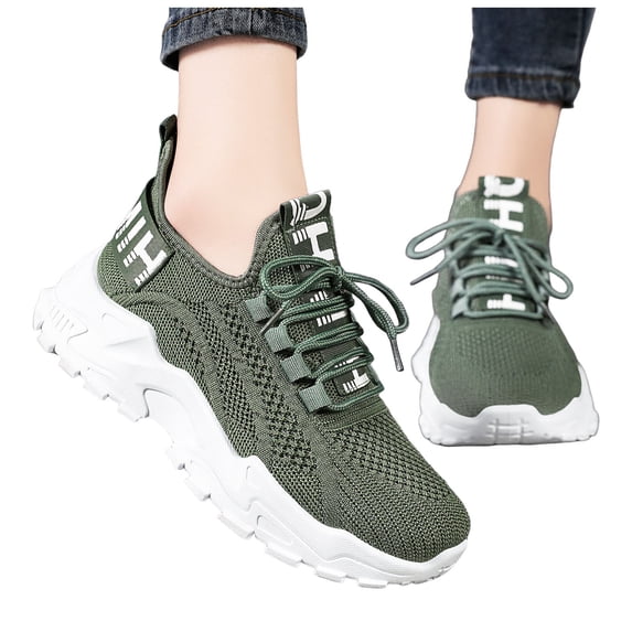 Rokment Womens Slip on Walking Running Shoes Comfortable Breathable Mesh Lightweight Memory Foam Non Slip Cross Training Jogging Work Tennis Sneakers Green Size 6.5