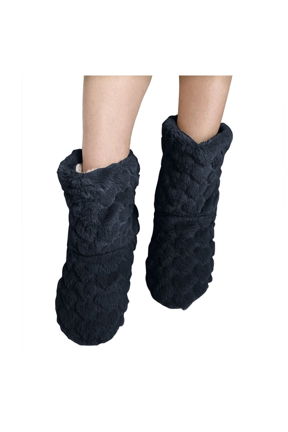 Womens Slippers Socks Boots Velvet Indoor Winter Soft Warm Cozy Fuzzy Lined Mid Calf Booties Slippers Black Size 5.5