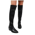 thumbnail image 1 of Rokment Womens Slouchy Thigh High Boots Fashion Winter Fall Leather Pointed Toe Chunky Mid Heel Wide Calf over The Knee Dress Tall Boots Black Size 6, 1 of 7