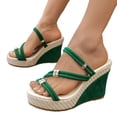 thumbnail image 1 of Rokment Womens Sparkling Rhinestones Wedge Heels Slides Sandals with Convertible Back Strap Stylish Simple Espadrilles Platform Chunky Heeled Slip on Dressy Slippers for Ladies Green Size 8, 1 of 9