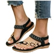 thumbnail image 1 of Rokment Womens Sparkly Rhinestones Flower Bow Beaded Orthopedic Sandals with Arch Support Comfortable Ortho Low Heels Slingback Dressy Flip Flops Beach Summer Casual Shoes Black Size 6, 1 of 7