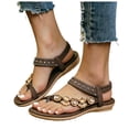 thumbnail image 1 of Rokment Womens Sparkly Rhinestones Flower Bow Beaded Orthopedic Sandals with Arch Support Comfortable Ortho Low Heels Slingback Dressy Flip Flops Beach Summer Casual Shoes Coffee Size 7, 1 of 6