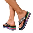 thumbnail image 1 of Rokment Womens Sparkly Sequin Platform Wedge Flip Flops Beach Summer Colorful Lightweight Comfortable Memory Foam Walking Slip on Thong Sandals Vacation Casual Dress Slides Silver Size 8, 1 of 7