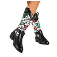 thumbnail image 1 of Rokment Womens Vintage Floral Wide Calf Cowboy Dress Boots Beach Casual Flower Buckles Chunky Mid Heel Western Cowgirl Tall Boots, 1 of 7