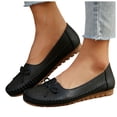thumbnail image 1 of Rokment Womens Wedge Slip on Walking Loafers Vintage Bow Leather Low Heels Ballet Flat Dress Shoes Boho Beach Casual Spring Fall Footwear Black Size 6.5, 1 of 6