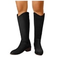 thumbnail image 1 of Rokment Womens Wide Calf Knee High Cowboy Boots Winter Spring Fashion Casual Solid Suede Pointed Toe Chunky Mid Heel Knee Length Long Tall Cowgirl Riding Boots Black Size 6, 1 of 7