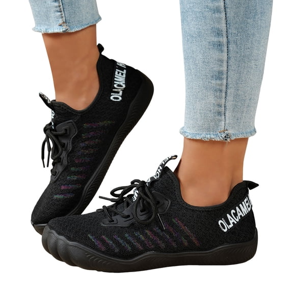 Rokment Womens Wide Toe Barefoot Water Shoes Comfortable Athletic Orthotic Non Slip Hiking Climbing Trekking Slip-On Sneakers Lightweight Workout Trainners for Outdoot Activities Black Size 6