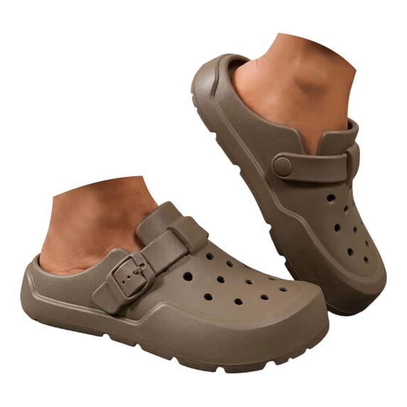 Rokment Womens Wide Width Clogs Orthopedic Arch Support Garden Shoes Waterproof Non Slip Closed Toe Backless Slippers Comfortable Beach Barefoot Water Sandals Brown Size 7