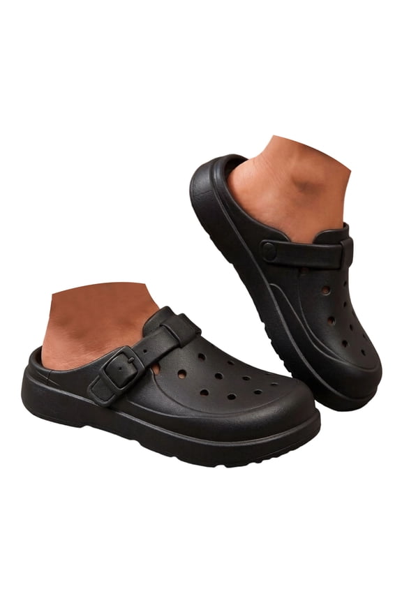 Womens Wide Width Clogs Orthopedic Arch Support Garden Shoes Waterproof Non Slip Closed Toe Backless Slippers Comfortable Beach Barefoot Water Sandals Black Size 7.5