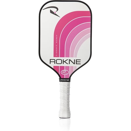 Rokne Curve Classic Fiberglass Pickleball Paddle Long Handle Racket with Comfortable Grip,Bubblegum
