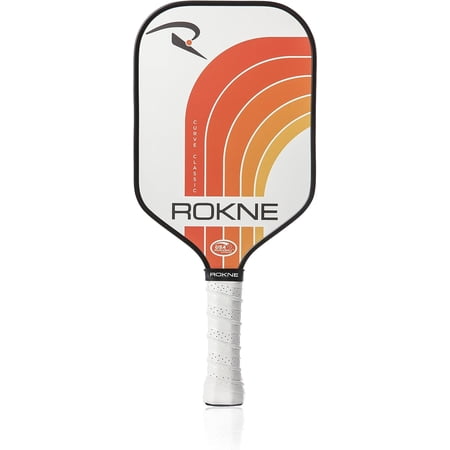 Rokne Curve Classic Fiberglass Pickleball Paddle Long Handle Racket with Pro Grit Texture, Tangerine