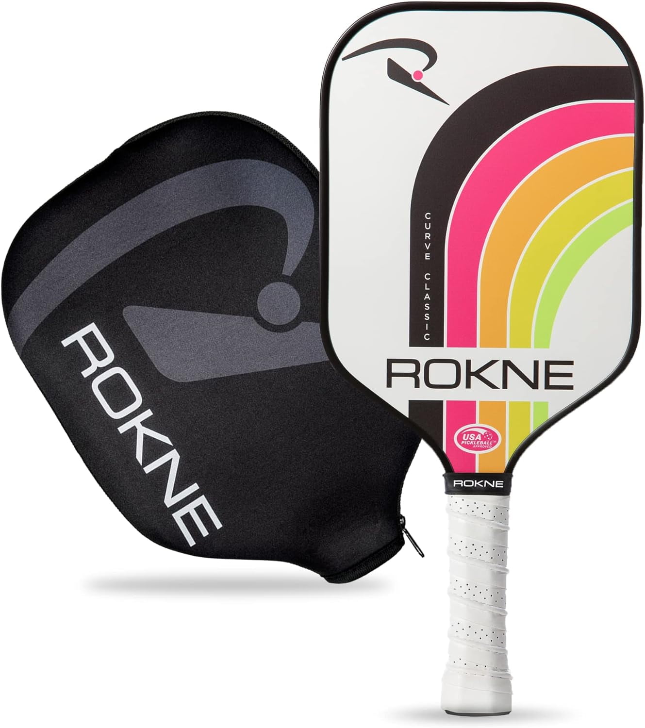 Rokne Curve Classic Fiberglass Pickleball Paddle Long Handle Racket ...
