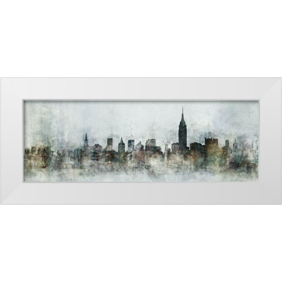 Roko, Ken 14x7 White Modern Wood Framed Museum Art Print Titled - Big City Skyline