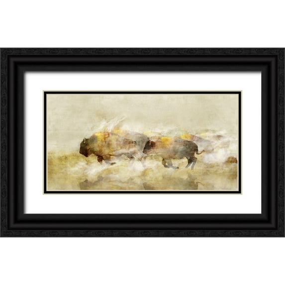 Roko, Ken 14x9 Black Ornate Wood Framed with Double Matting Museum Art Print Titled - One With The Herd I