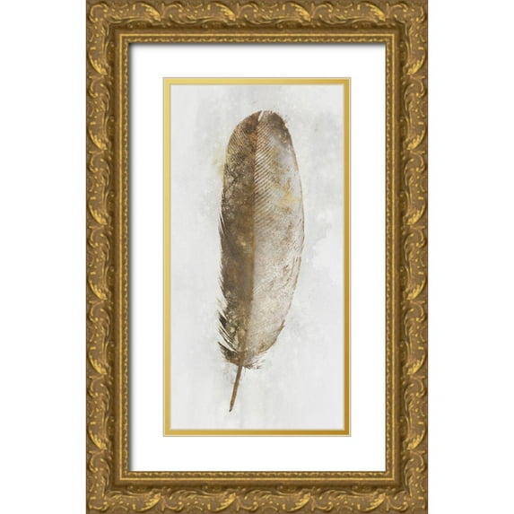 Roko, Ken 18x32 Gold Ornate Wood Framed with Double Matting Museum Art Print Titled - Golden Feather I
