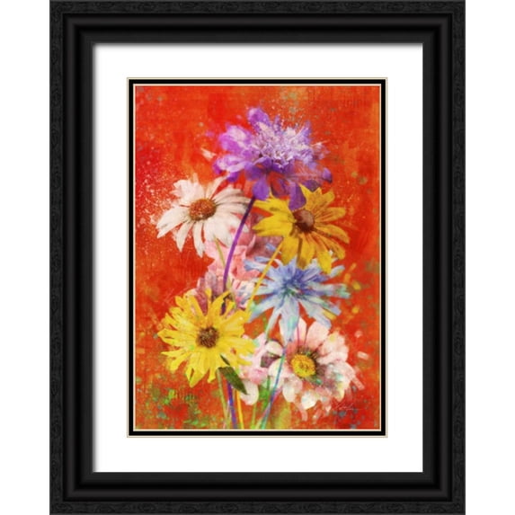 Roko, Ken 24x32 Black Ornate Wood Framed with Double Matting Museum Art Print Titled - Vibrant Posies 2