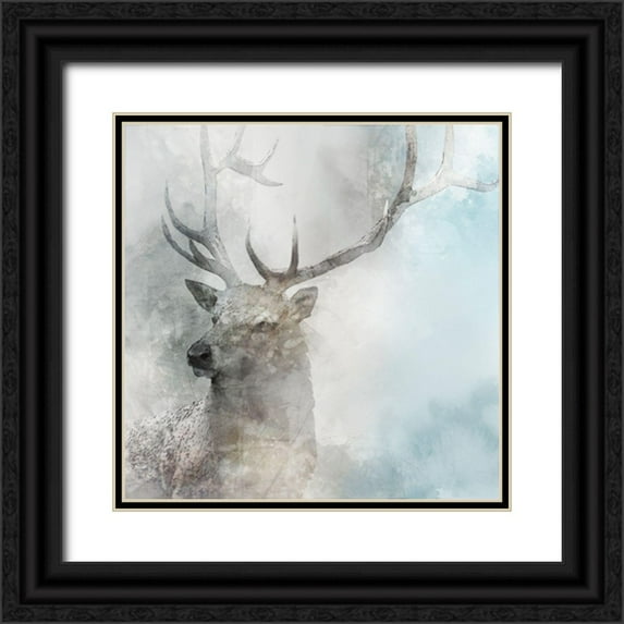 Roko, Ken 26x26 Black Ornate Wood Framed with Double Matting Museum Art Print Titled - Stag Gaze II