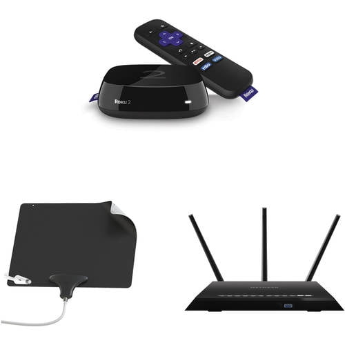 Roku 2, NETGEAR Wifi Router, Mohu Leaf Ultimate Antenna Bundle - Cut ...